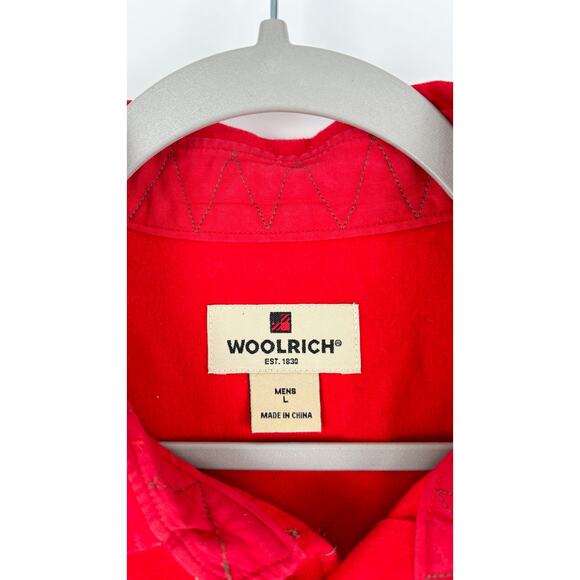 Woolrich Button Shirt Jacket Shacket Mens SIze Large Red Long Sleeve Cotton 6287 - Picture 2 of 8
